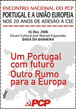 Cartaz - Encontro Nacional do PCP sobre 20 anos da ades&atilde;o de Portugal &agrave; CEE